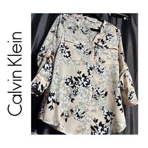 Pink Floral Calvin Klein Blouse NWOT